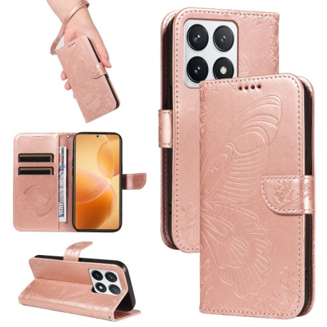 Чохол-книжка Swallowtail Butterfly Embossed Leather для Xiaomi 14T Pro - рожеве золото