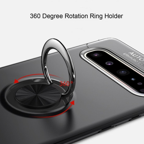 Ударозащитный чехол Metal Ring Holder 360 на Samsung Galaxy S10 5G - черно-красный