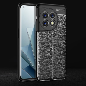 Протиударний чохол Litchi Texture на OnePlus 11 5G - чорний