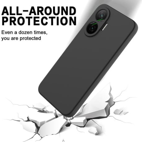 Силиконовый чехол Solid Color Liquid Silicone на Xiaomi Poco F7 / Redmi Turbo 4 Pro 4G - черный