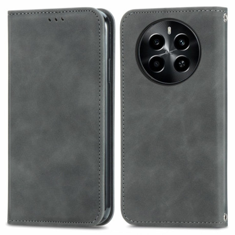 Чехол-книжка Retro Skin Feel Business Magnetic для Realme 12+ Plus - серый