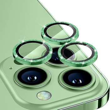 Защитное стекло на камеру для ENKAY Glitter для iPhone 14 Pro / 14 Pro Max - зеленое