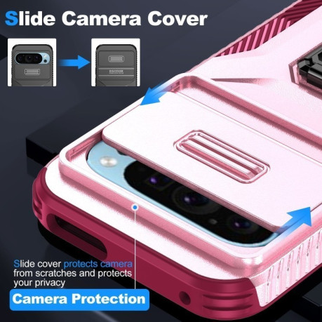 Протиударний чохол Sliding Camshield для Google Pixel 10/10 Pro/9/9 Pro - рожево-червоний