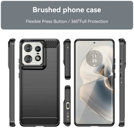 Протиударний чохол Brushed Texture Carbon Fiber на Motorola Edge 50 Pro - чорний