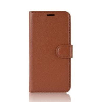 Кожаный чехол- книжка Litchi Texture Samsung Galaxy A50/A30s/A50s- коричневый