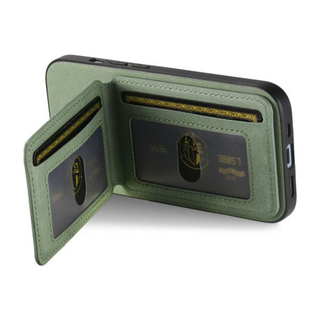 Чехол Twill Fabric Leather Vertical Flip RFID  для OPPO Reno13 Pro Global - зеленый