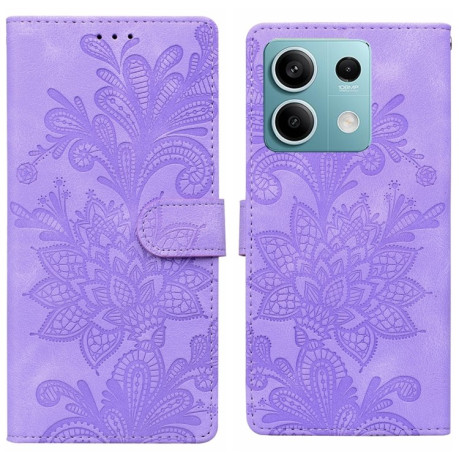 Чохол-книжка  Lace Floral Embossed Magnetic Buckle на Xiaomi Redmi Note 14 4G/5G - фіолетовий