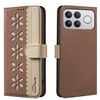 Чехол-книжка Splicing Color Hollow Flower Pattern RFID на Xiaomi Redmi K90 Pro Max/Poco F8 Ultra — коричневый
