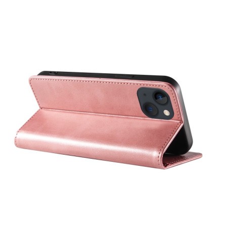 Чехол-книжка Calf Texture Magnetic для iPhone 14/13 - розовое золото