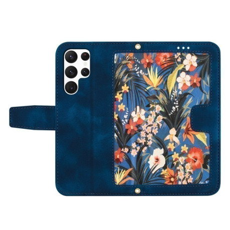 Чехол-книжка Floral Pattern Leather для Samsung Galaxy S25 Ultra 5G - синий