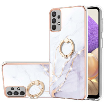 Протиударний чохол Electroplating Marble with Ring Holder Samsung Galaxy A13 4G - білий