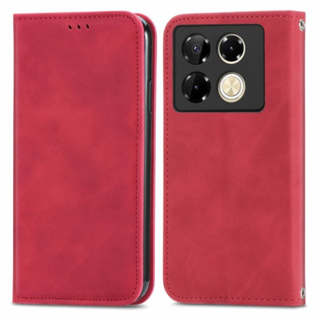 Чехол-книжка Retro Skin Feel Business Magnetic для Infinix Note 40 Pro  4G - красный