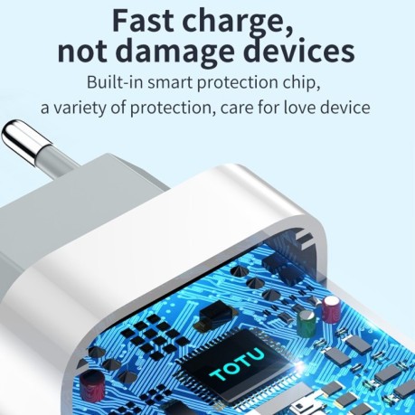 Зарядное устройство TOTUDESIGN Minimal Series CACQ-06 18W PD USB-C / Type-C + QC3 для iPhone/iPad/Samsung/Realme - белое
