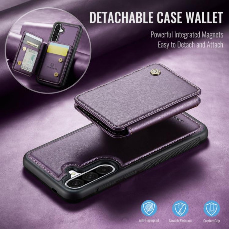 Чехол JEEHOOD J05 Business Magnetic Style RFID Leather для Samsung Galaxy A36 - фиолетовый
