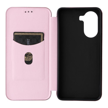 Чехол-книжка Carbon Fiber Texture на Xiaomi Poco X7 Pro / Xiaomi Redmi Turbo 4 - розовый