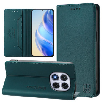 Чехол-книжка RC01 Dual-Folded Magnetic Suction RFID Leather на Xiaomi Redmi Note 14 Pro 4G - зеленый