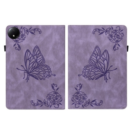 Чохол-книжка Butterfly Flower Embossed Leather на Xiaomi Redmi Pad SE 8.7 - фіолетовий