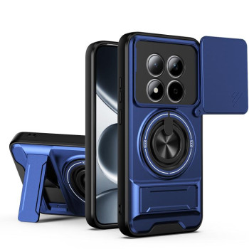 Противоударный чехол Lens Sliding Window Multifunctional Magnetic Shockproof со шторкой камеры на Redmi Note 15 Pro 4G Global 163.2mm — королевский синий