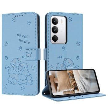 Чохол-книжка Embossed Kitten Phone Leather для Realme C71 4G - синій
