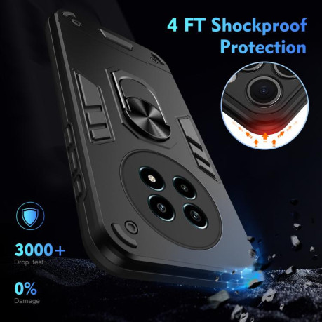 Ударозащитный чехол Shockproof Metal Ring Holder для Realme 13 Pro / 13 Pro+ - черный