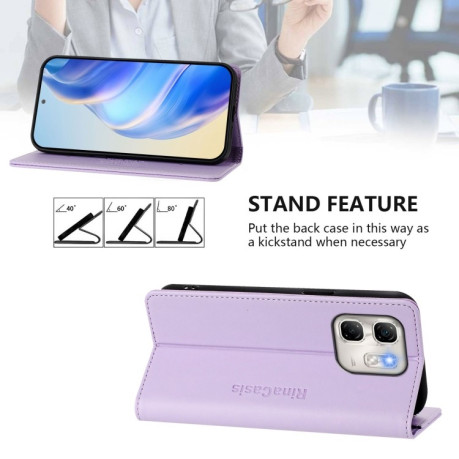 Чехол-книжка RC01 Dual-Folded Magnetic Suction RFID Leather на Infinix Hot 50i 5G / Smart 9 4G - фиолетовый