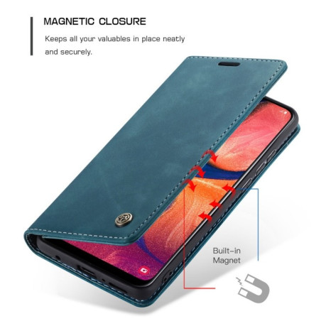 Шкіряний чохол-книжка CaseMe-013 Multifunctional Retro Frosted Horizontal Flip на Samsung Galaxy A20/A30-синій