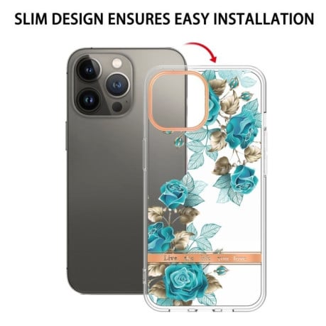 Противоударный чехол Flowers and Plants Series IMD TPU для iPhone 16 Pro Max - Rose