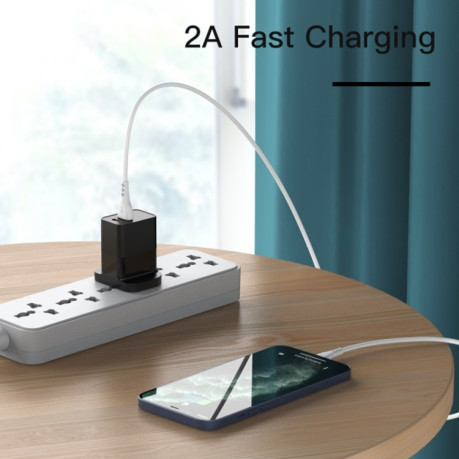 Зарядный кабель Yesido CA71 2A USB to 8 Pin Charging Cable, Length: 1m - белый