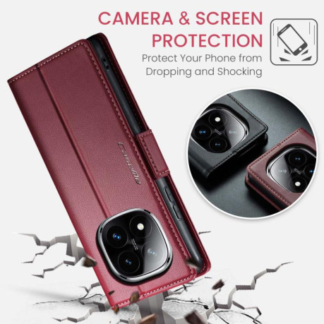 Чехол-книжка CaseMe 023 Butterfly Buckle Litchi Texture RFID Anti-theft Leather для Xiaomi Redmi Note 14 Pro 4G - красный