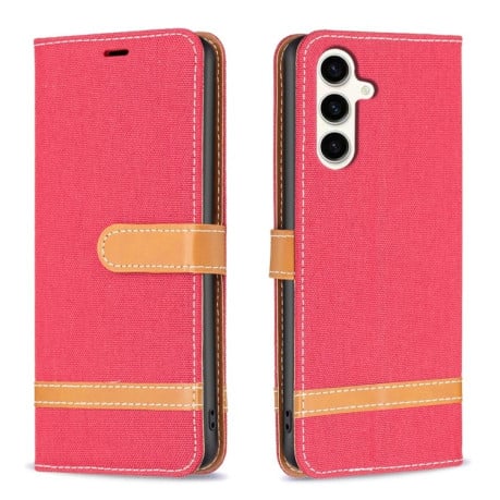 Чехол-книжка Color Matching Denim Texture на Samsung Galaxy S23 FE 5G - красный