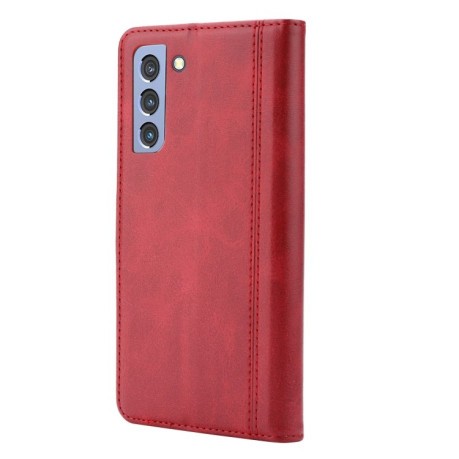 Чехол-книжка Calf Texture Double на Samsung Galaxy S21 FE - красный
