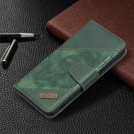 Чохол-книжка Matching Color Crocodile Texture на Samsung Galaxy S22 5G - зелений