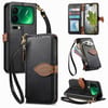 Чехол-книжка Leaf Buckle Zipper Wallet Leather with Strap на молнии с ремешком для Xiaomi 17 Pro Max — чёрный