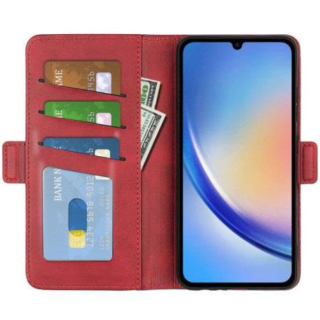 Чехол-книжка Dual-side Magnetic Buckle для Samsung Galaxy A35 - красный