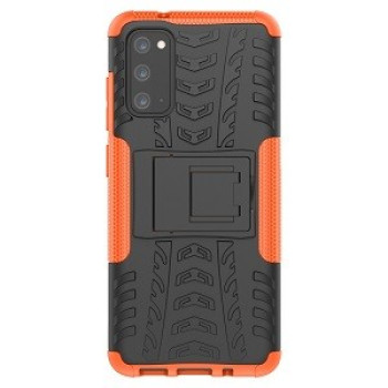 Противоударный чехол Tire Texture на Samsung Galaxy S20 - оранжевый