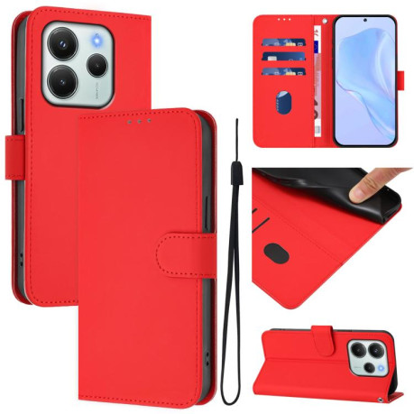 Чехол-книжка Skin Feel Solid Color Leather для Xiaomi Redmi Note 14 4G 164.48mm - красный