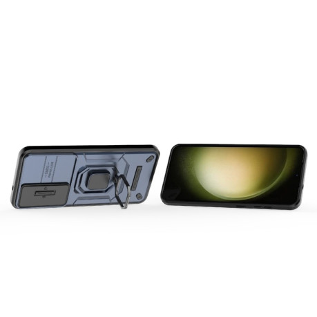 Противоударный чехол Sliding Camshield для Samsung Galaxy S25+ 5G - синий