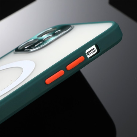 Ударопрочный чехол Skin Feel with Metal Lens для iPhone 11 - темно-зеленый