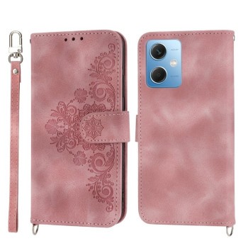 Чехол-книжка Skin-feel Flowers Embossed для Xiaomi Redmi Note 12 4G - розовый