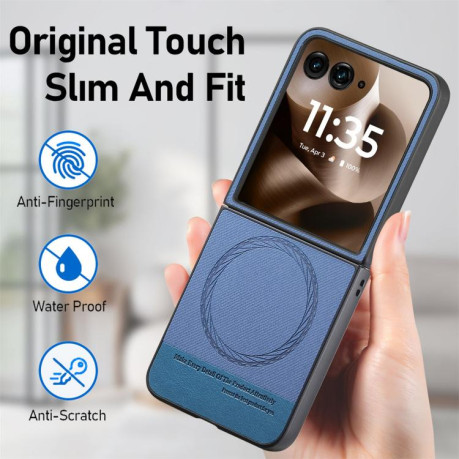 Чехол Twill Fabric Leather Skin Magnetic для Motorola Razr 60 Ultra - синій