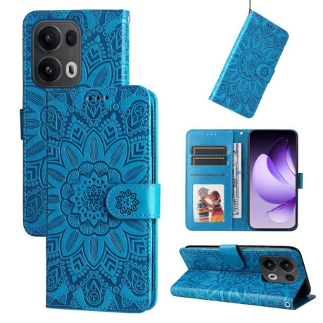 Чехол-книжка Embossed Sunflower для OPPO Reno13 Pro Global - синий