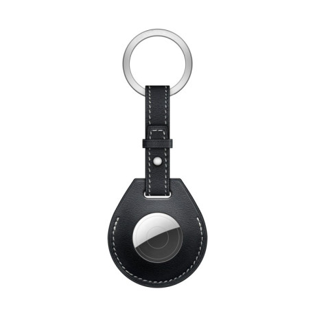 Кожаный брелок  с кольцом Keychain для AirTag - черный