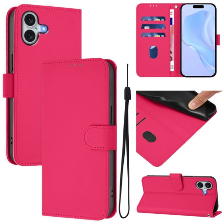 Чохол-книжка Skin Feel S-type для iPhone 16 Plus - пурпурно-червоний