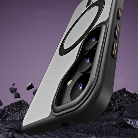 Чохол MagSafe Airbag Shockproof Frosted with Fold Holder  для Samsung Galaxy S25+ 5G - сріблястий