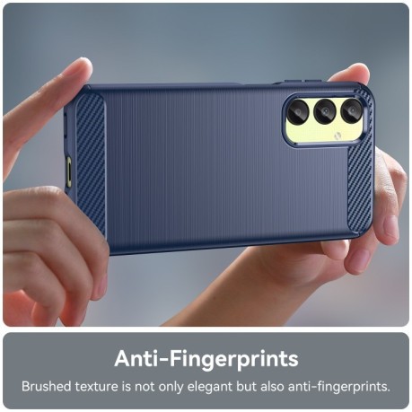 Противоударный чехол Brushed Texture Carbon Fiber на Samsung Galaxy A25 5G - синий