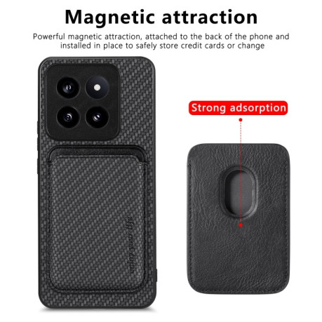 Чохол Carbon Fiber Leather Card Magnetic на Xiaomi 14 Pro - чорний