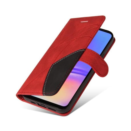 Чохол-книжка Dual-color Splicing Flip Leather на Samsung Galaxy A07 5G - червоний