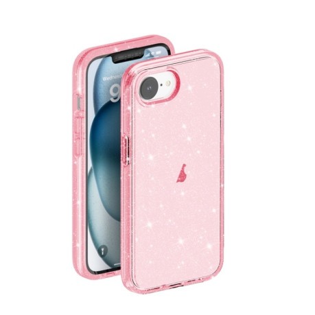 Противоударный чехол Terminator Style Glitter для iPhone 16e - розовый