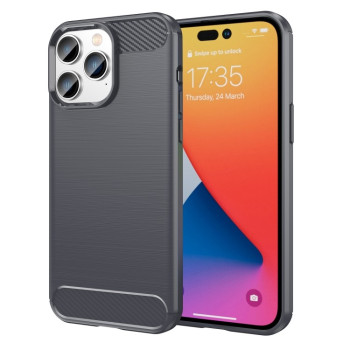 Протиударний чохол Brushed Texture Carbon Fiber на iPhone 14 Pro - сірий