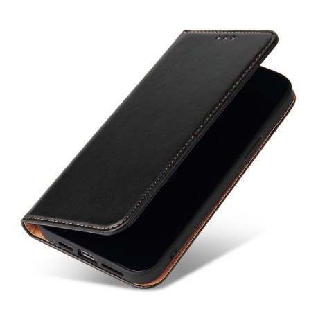 Кожаный чехол-книжка Fierre Shann Genuine leather на iPhone 14 Pro - черный